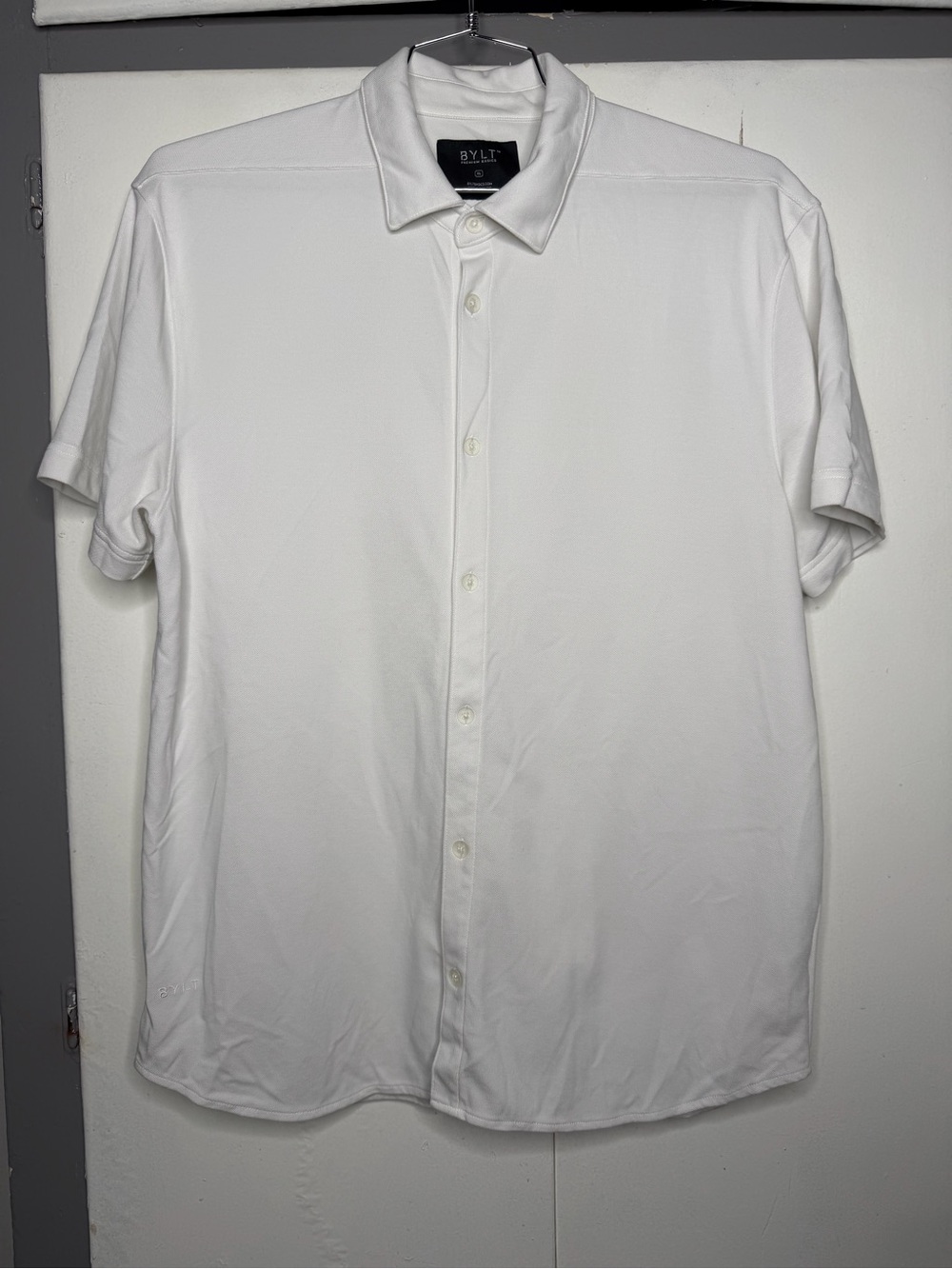 BYLT Premium Basics Stretch Shirt XL White Short Sleeve Button Down